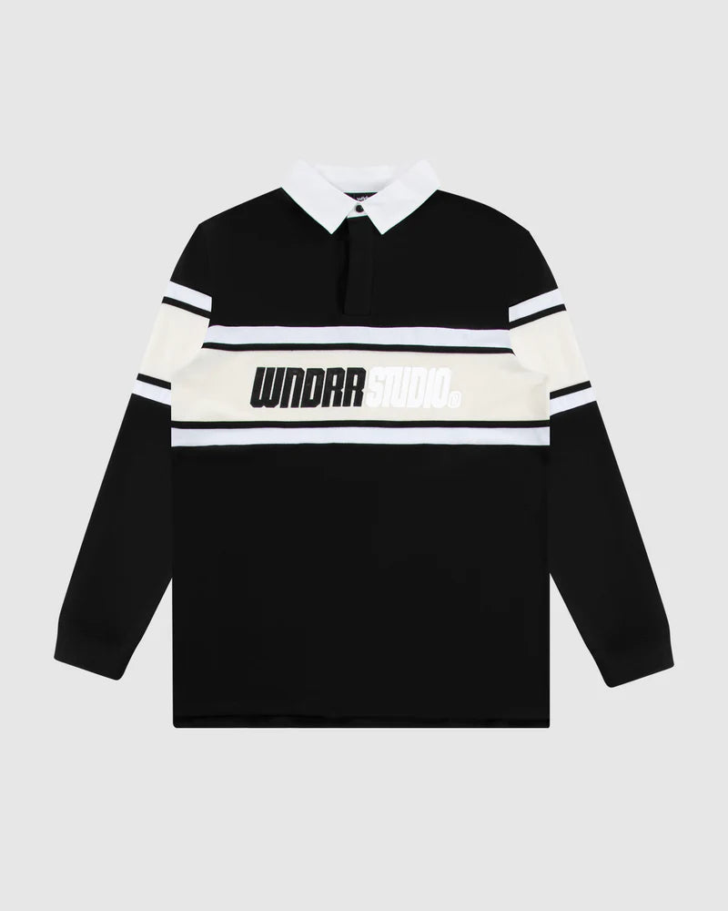 WNDRR Studio Panel Rugby Polo Faded Black
