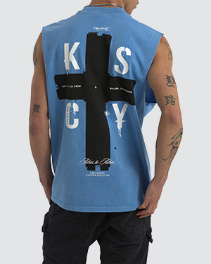 Kiss Chacey Delta Relaxed Fit Muscle Tee Pigment Blissful Blue