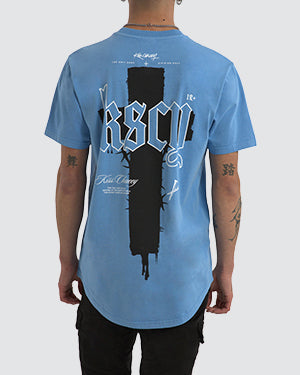 Kiss Chacey Church Dual Curved Hem Tee Pigment Blissful Blue