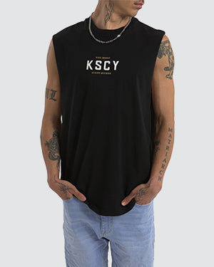 Kiss Chacey Division Dual Curved Hem Muscle Tee Black