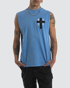 Kiss Chacey Delta Relaxed Fit Muscle Tee Pigment Blissful Blue