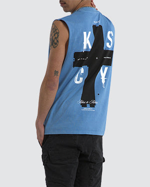 Kiss Chacey Delta Relaxed Fit Muscle Tee Pigment Blissful Blue