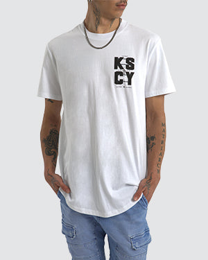 Kiss Chacey Fenced Dual Curved hem Tee Optical White
