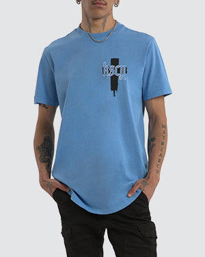 Kiss Chacey Church Dual Curved Hem Tee Pigment Blissful Blue