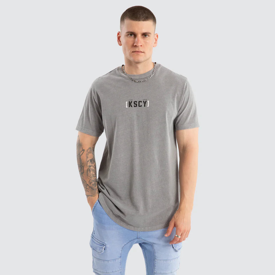 Kiss Chacey Unleashed Dual Curved Hem Tee Pigment Frost Grey