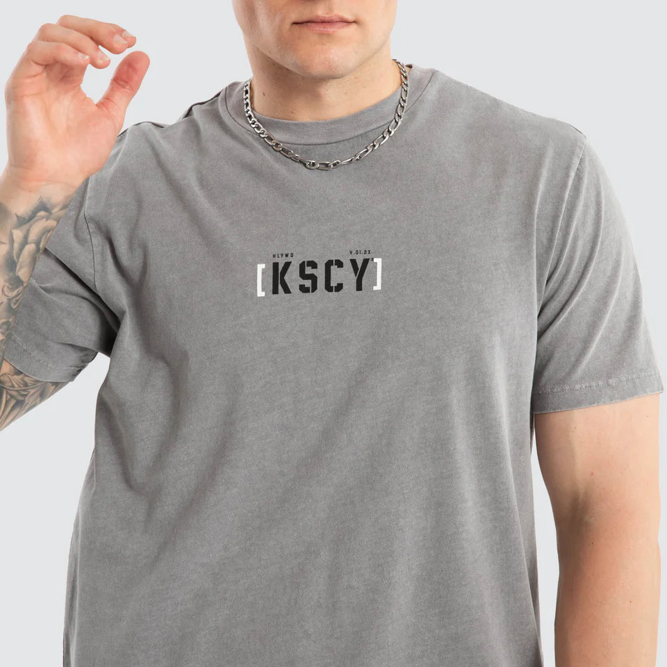 Kiss Chacey Unleashed Dual Curved Hem Tee Pigment Frost Grey