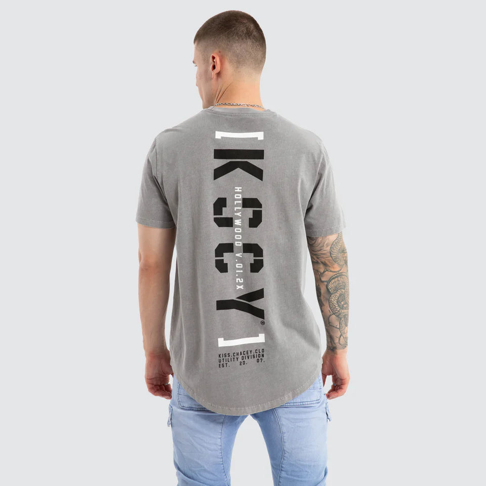 Kiss Chacey Unleashed Dual Curved Hem Tee Pigment Frost Grey