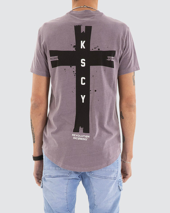 Kiss Chacey Decay Dual Curved Hem Tee Pigment Grey Ridge