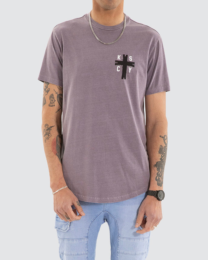 Kiss Chacey Decay Dual Curved Hem Tee Pigment Grey Ridge