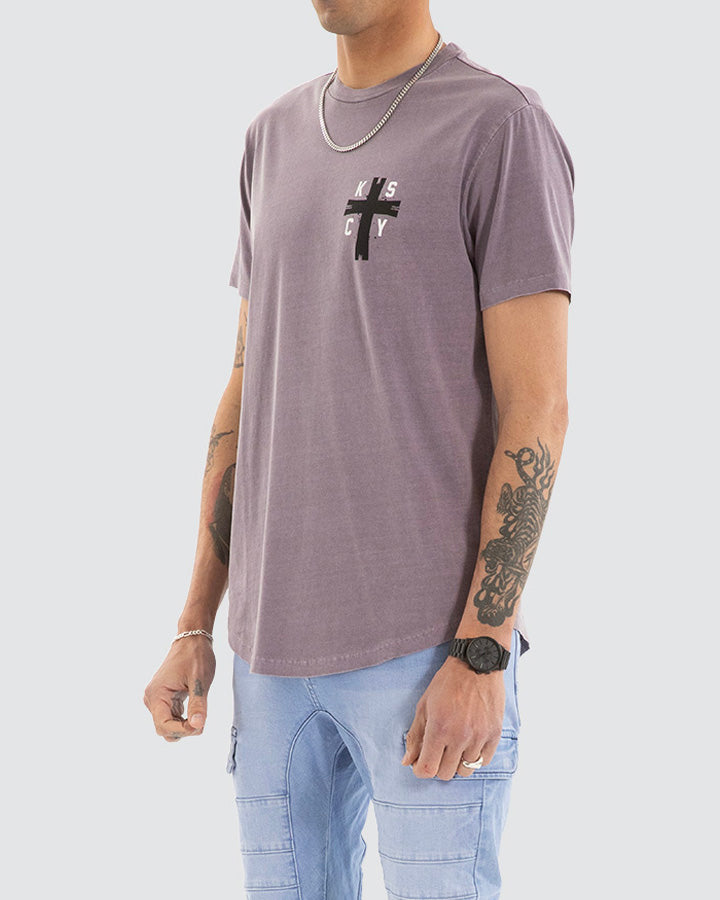 Kiss Chacey Decay Dual Curved Hem Tee Pigment Grey Ridge