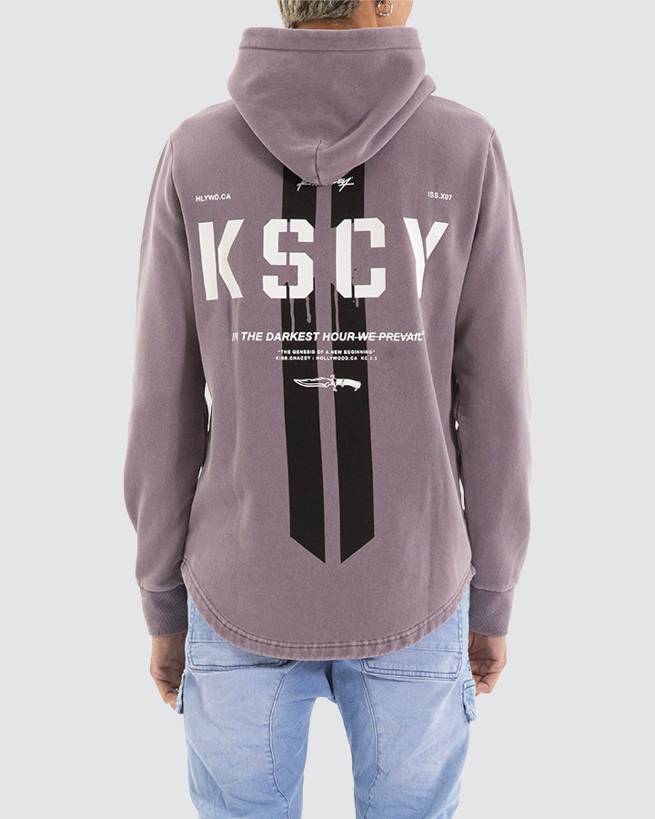 Kiss Chacey Promise Dual Curved Hem Hoodie Pigment Grey Ridge