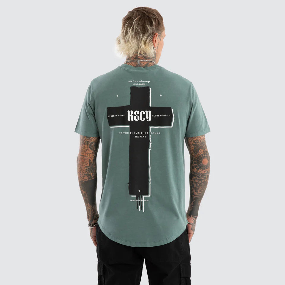 Kiss Chacey Promise Dual Curved Hem Tee Pigment Goblin Blue