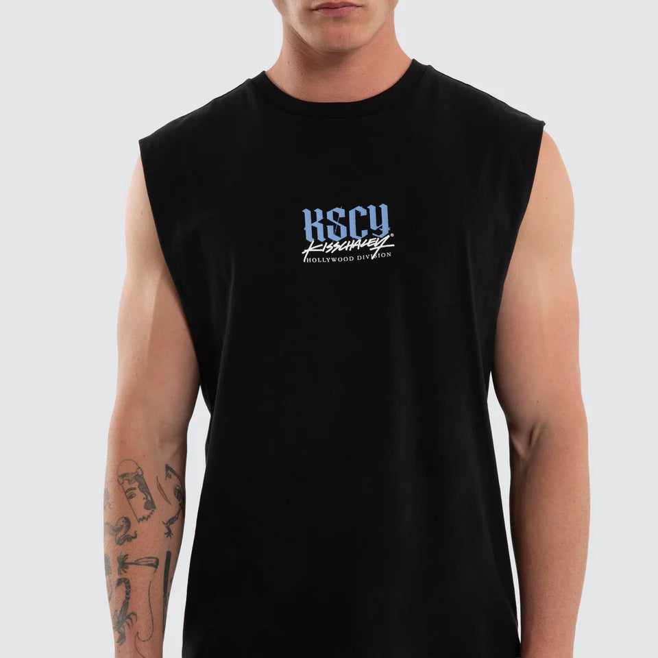 Kiss Chacey Traditional Dual Curved Hem Muscle tee Black