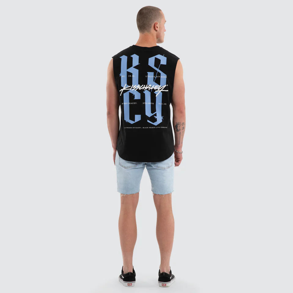 Kiss Chacey Traditional Dual Curved Hem Muscle tee Black