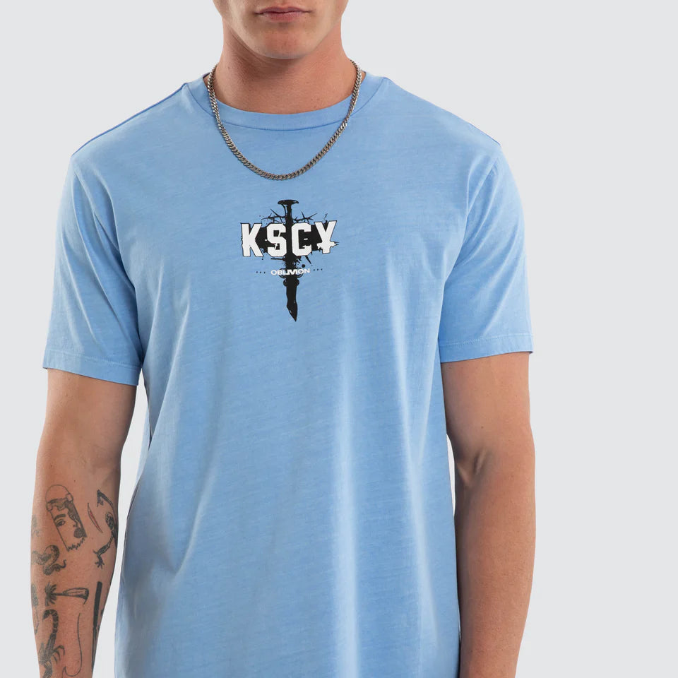 Kiss Chacey Imperial Dual Curved Hem Tee Pigment Vista Blue