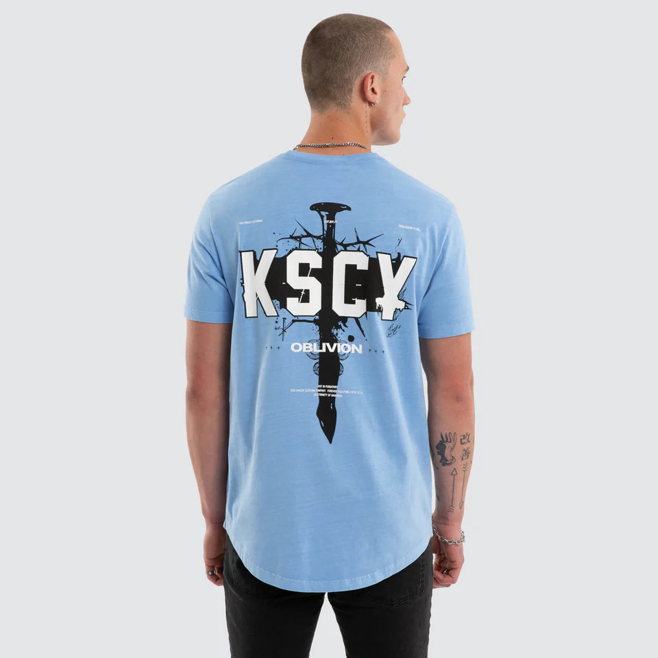 Kiss Chacey Imperial Dual Curved Hem Tee Pigment Vista Blue