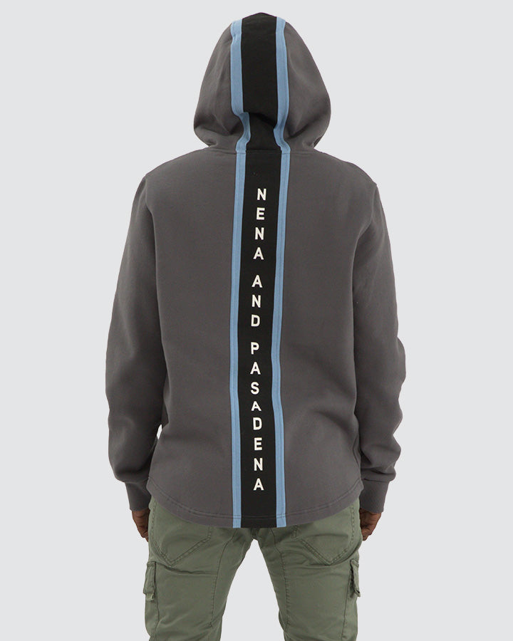 Nena & Pasadena Strike Dual Curved Hem Hoodie Charcoal