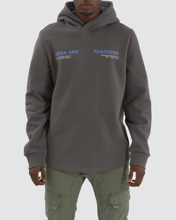 Nena & Pasadena Strike Dual Curved Hem Hoodie Charcoal