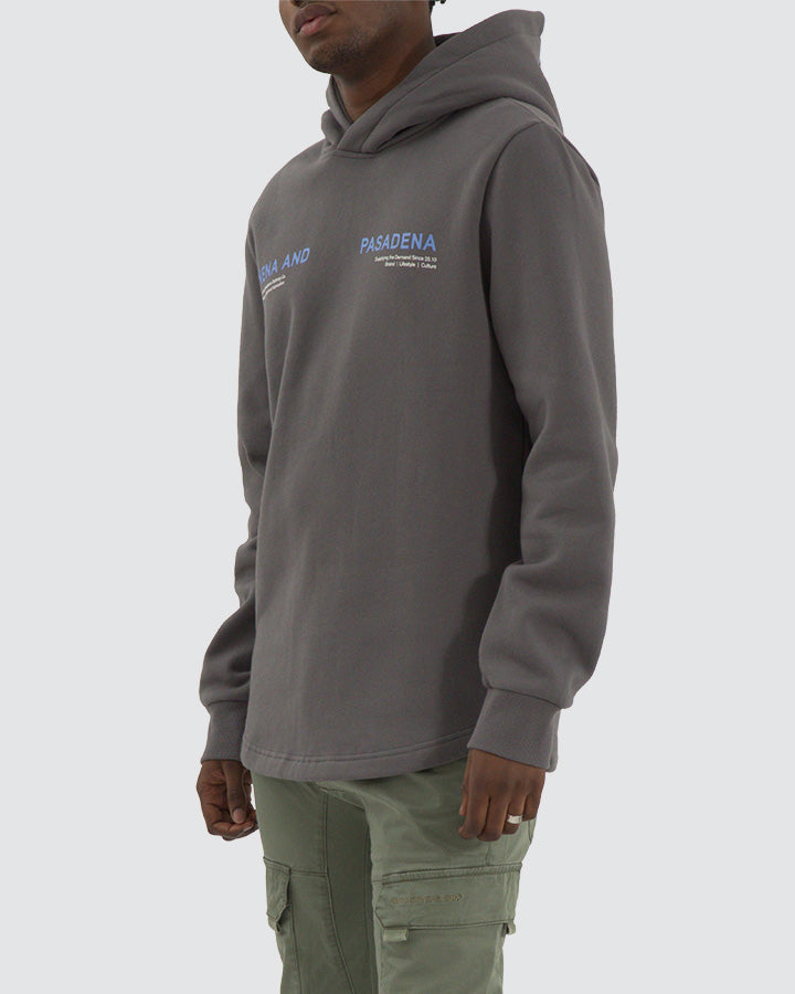 Nena & Pasadena Strike Dual Curved Hem Hoodie Charcoal