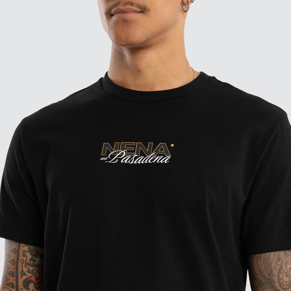 Neena & Pasadena Veered Dual Curved Hem Tee Black