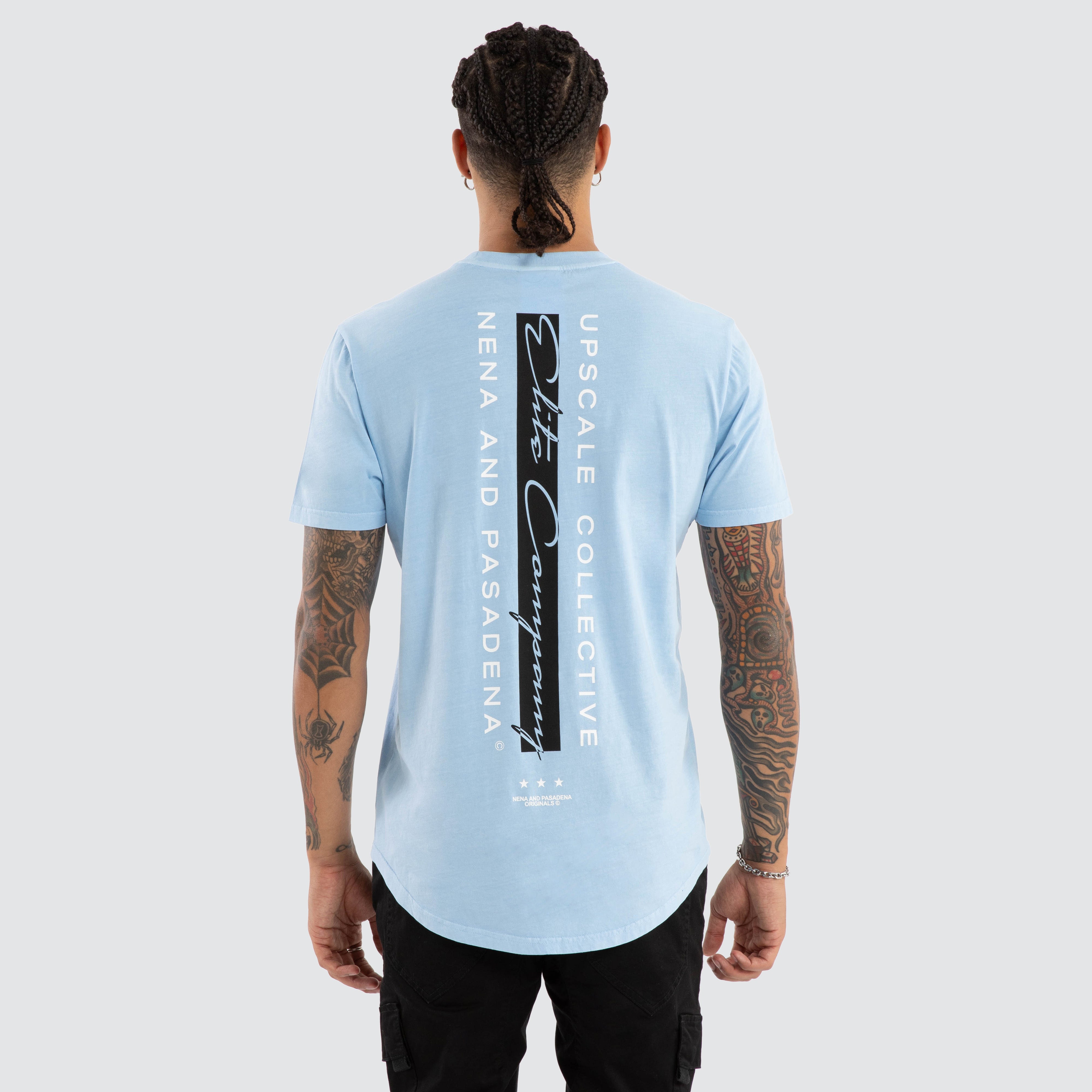 Nena & Pasadena Whisper Dual Curved hem Tee Pigment Blue Bell