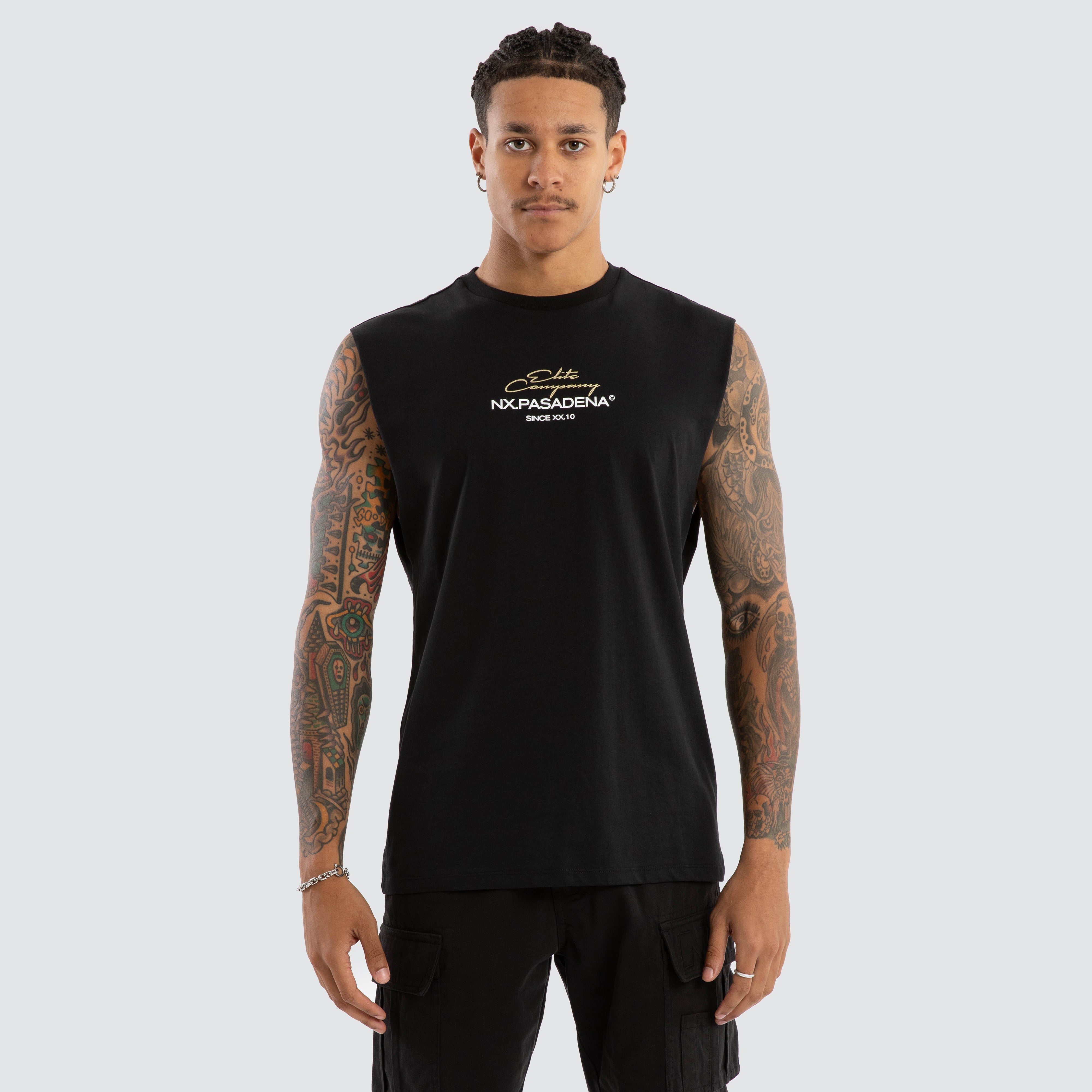 Nena & Pasadena Foreign Scoop Muscle Tee Black