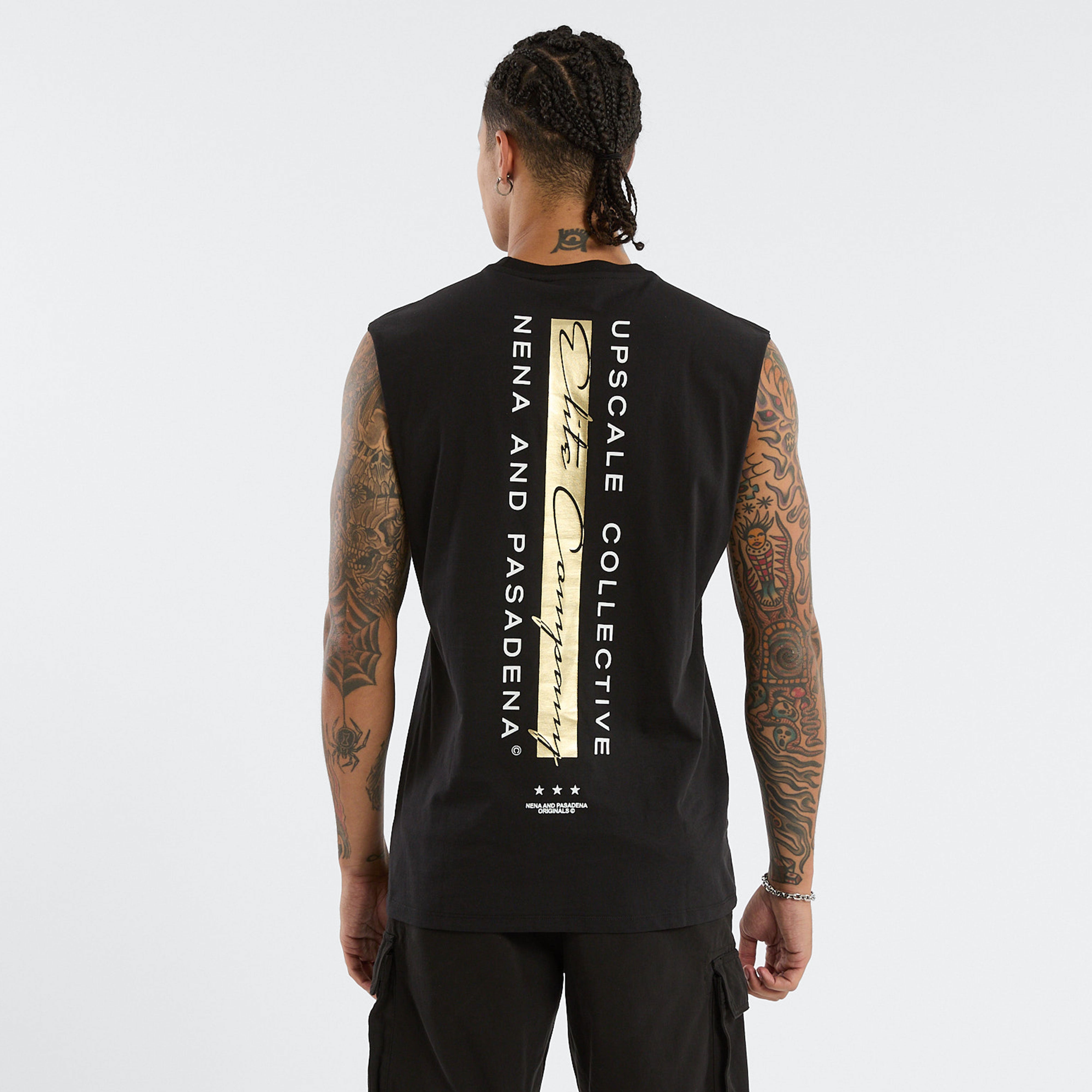 Nena & Pasadena Foreign Scoop Muscle Tee Black