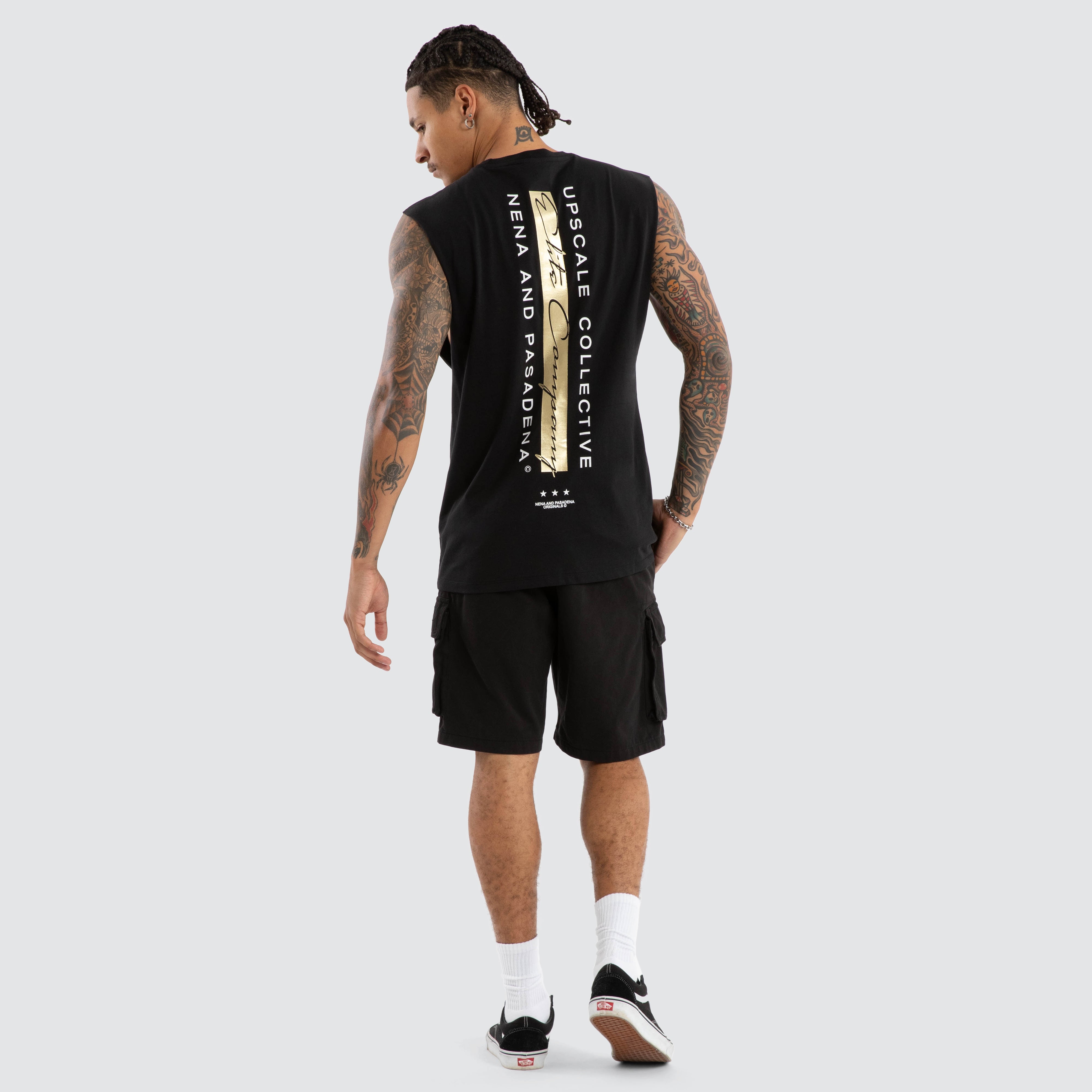 Nena & Pasadena Foreign Scoop Muscle Tee Black