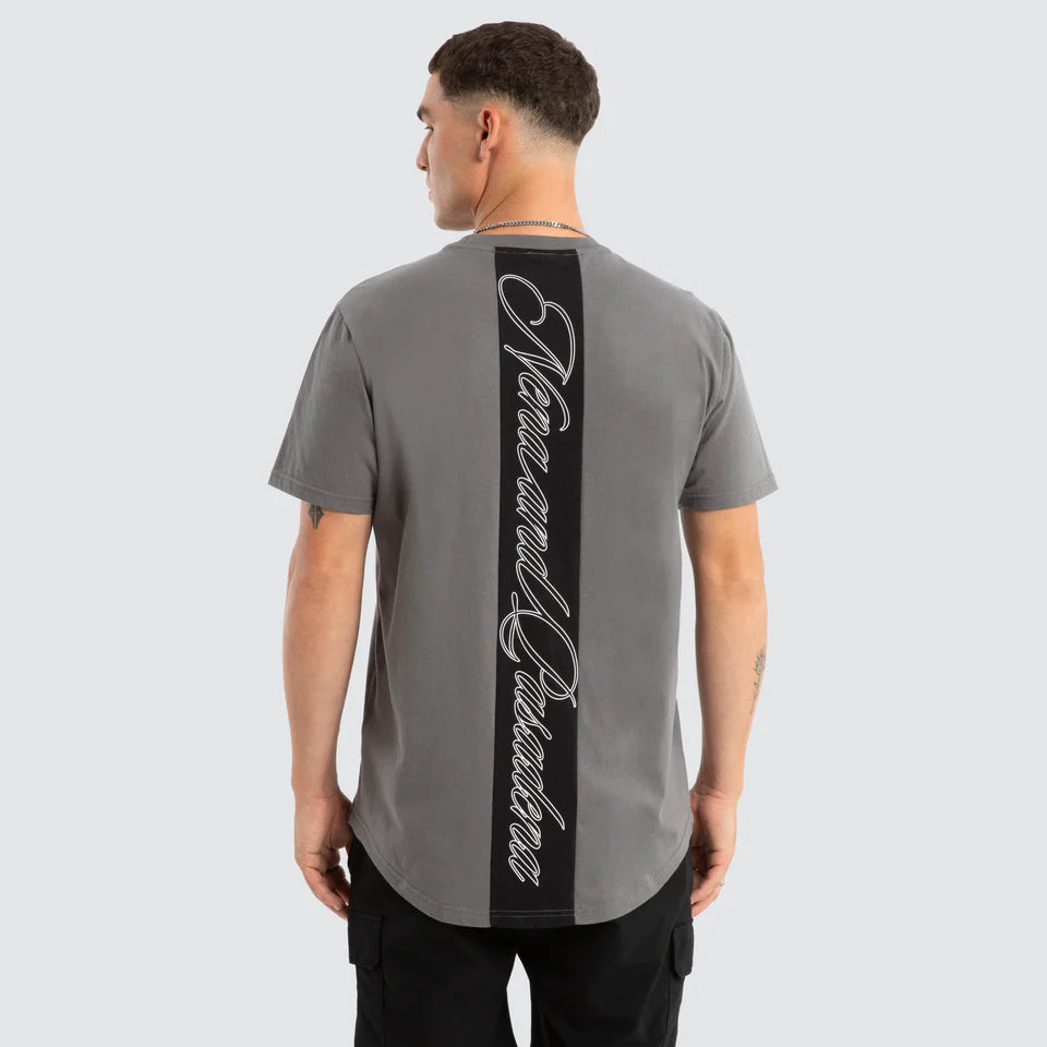 Nena & Pasadena Juncture Dual Curved Hem Tee Charcoal