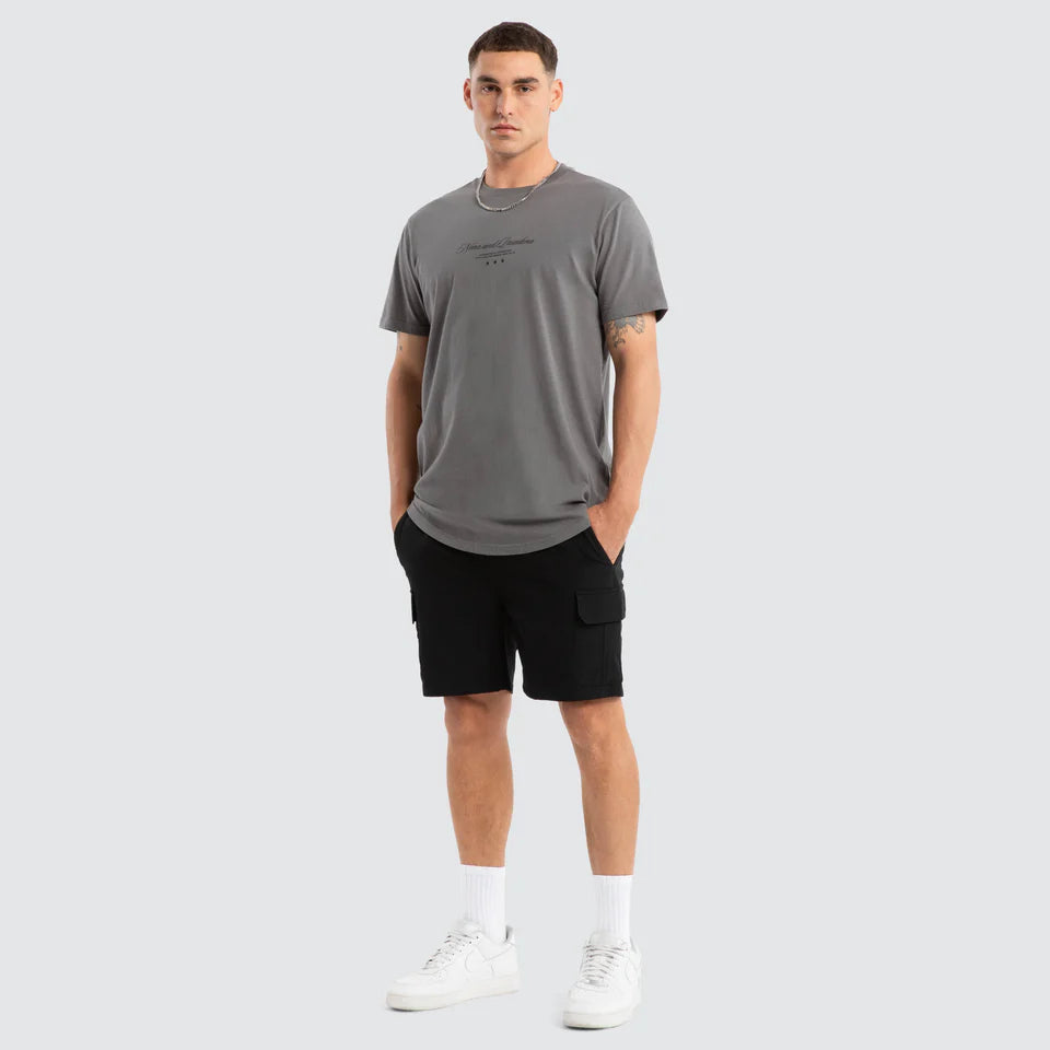 Nena & Pasadena Juncture Dual Curved Hem Tee Charcoal