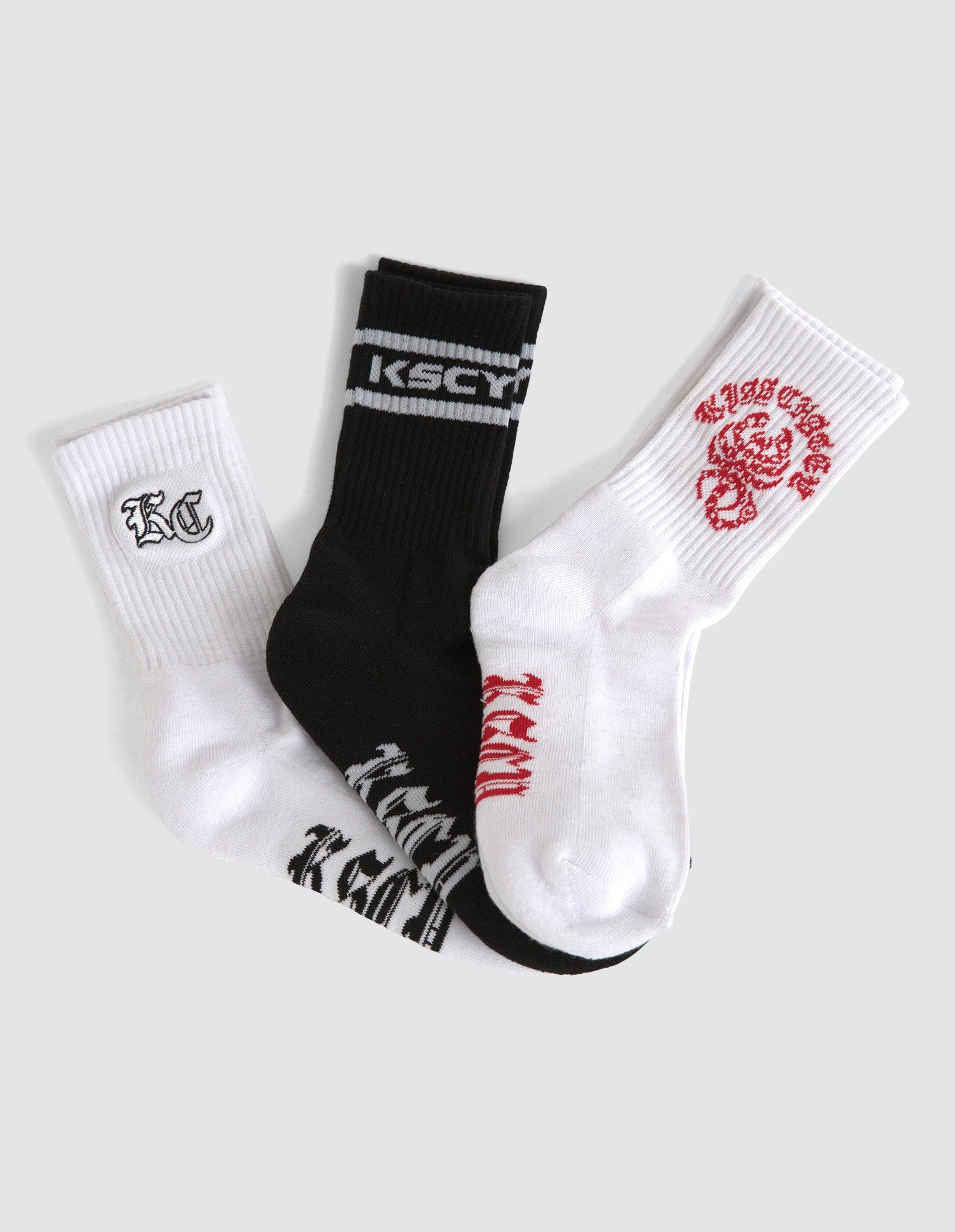 Kiss Chacey Scorpio Mix 3 Pack Socks Black/White