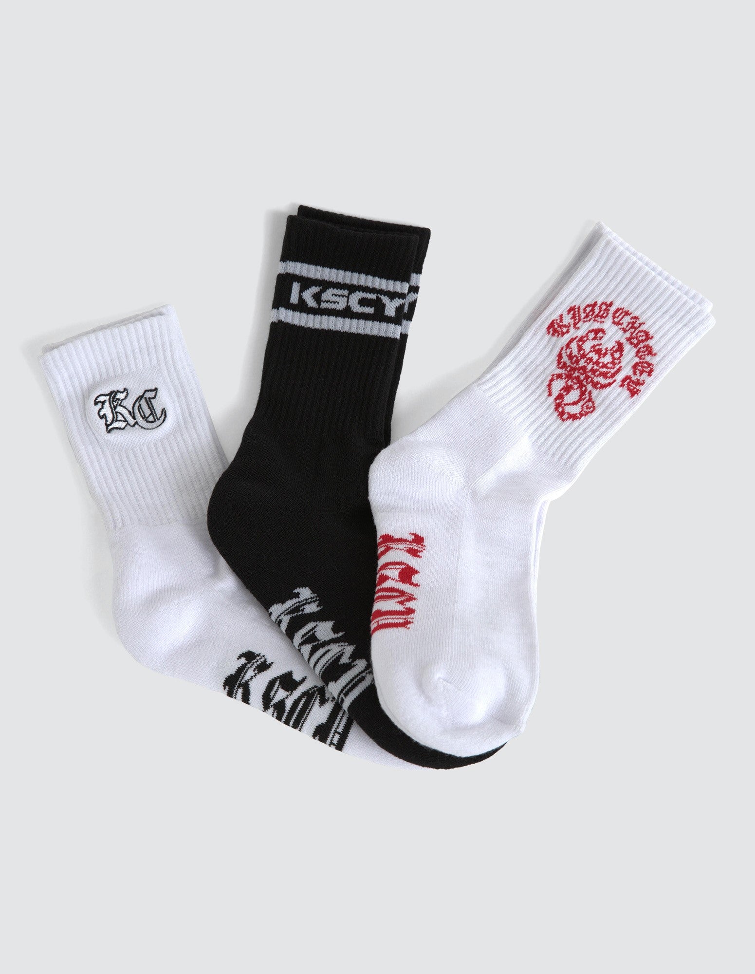 Kiss Chacey Scorpio Mix 3 Pack Socks Black/White