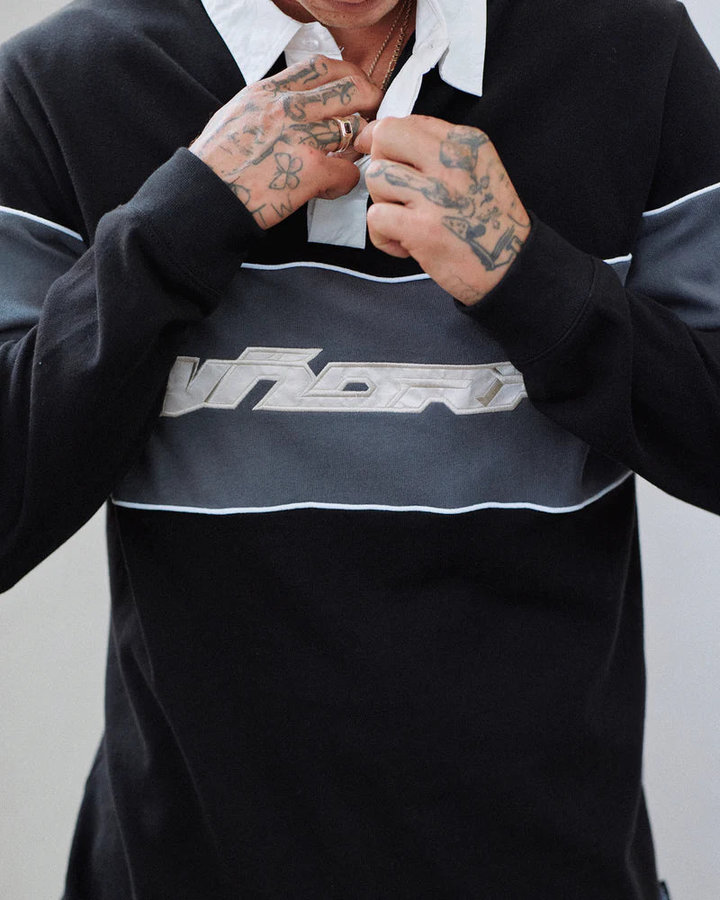 WNDRR Rothman Panel Rugby Top Black/Grey