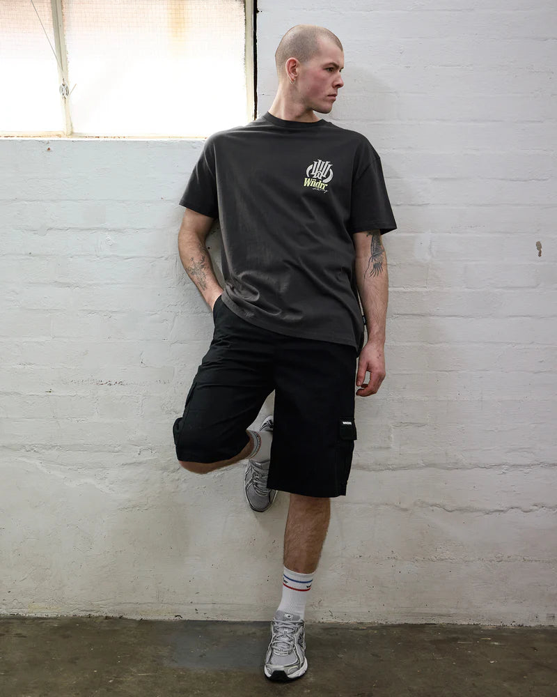 WNDRR Skyline Box Fit Tee Faded Black