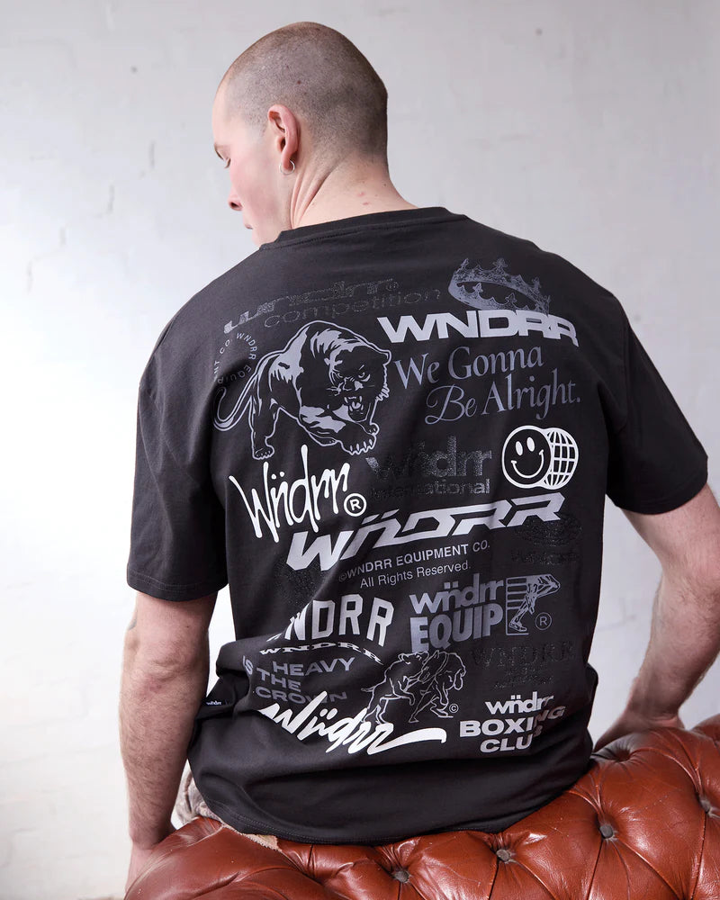 WNDRR Syndicate Box Fit Tee Faded Black