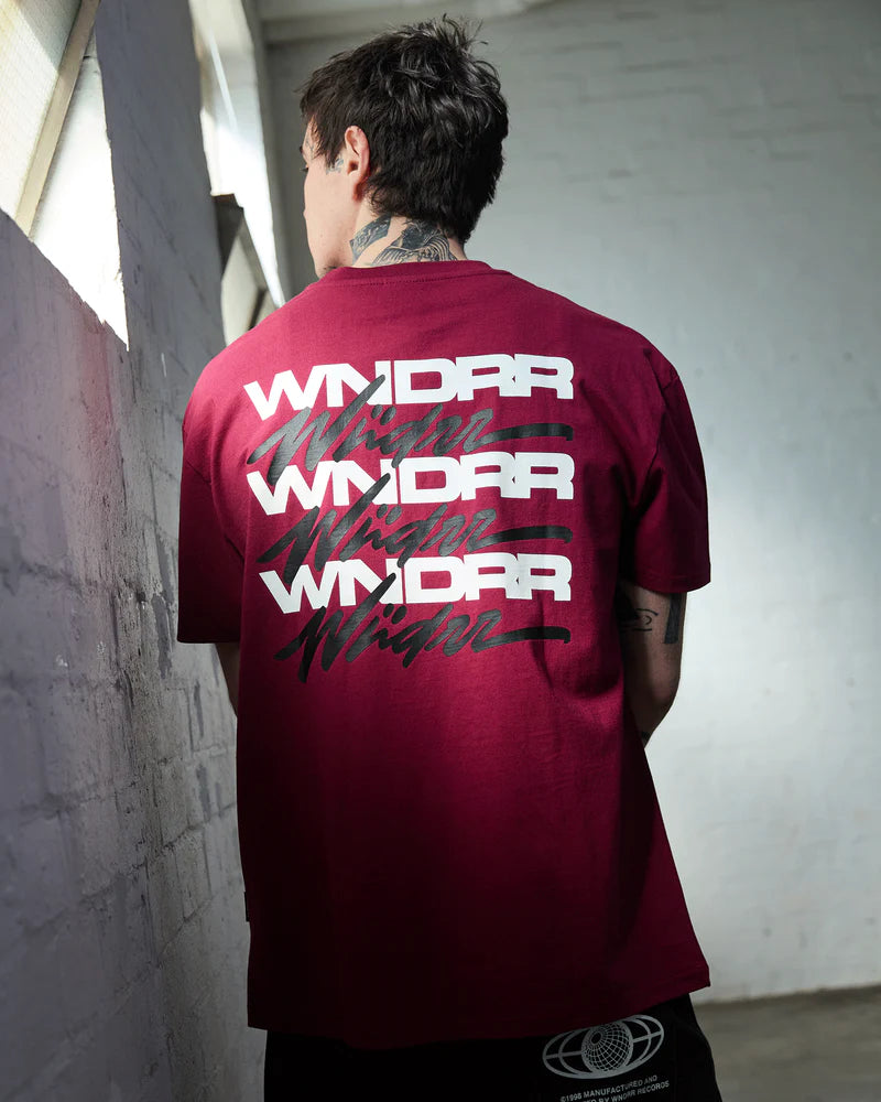 WNDRR Hex Box Fit Tee Blood Red