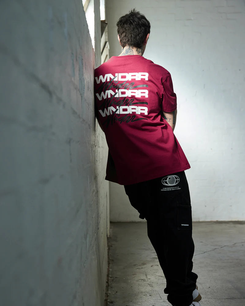 WNDRR Hex Box Fit Tee Blood Red