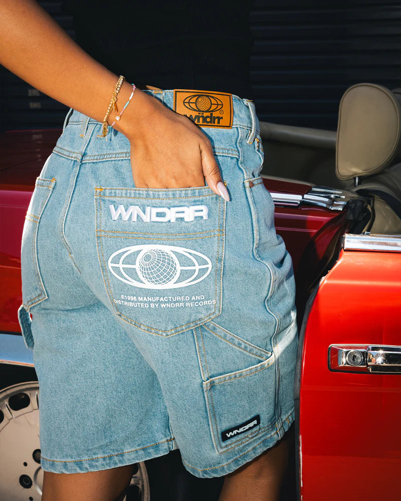 WNDRR Booster Denim Short Washed Blue