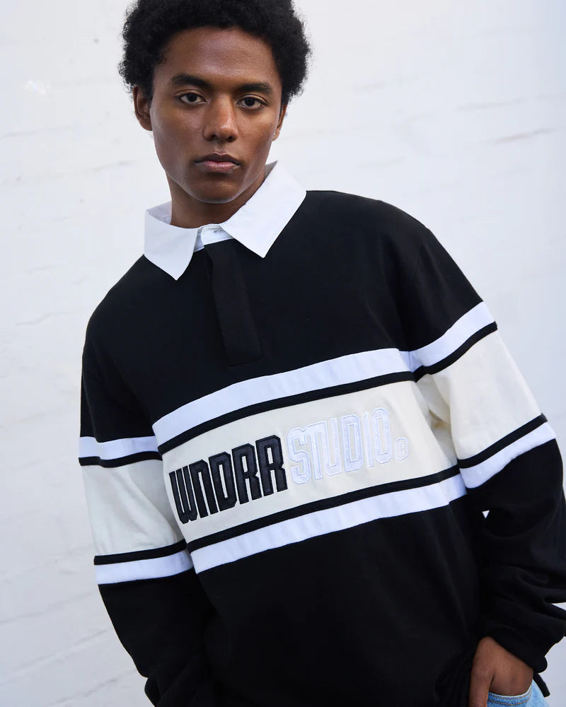 WNDRR Studio Panel Rugby Polo Faded Black
