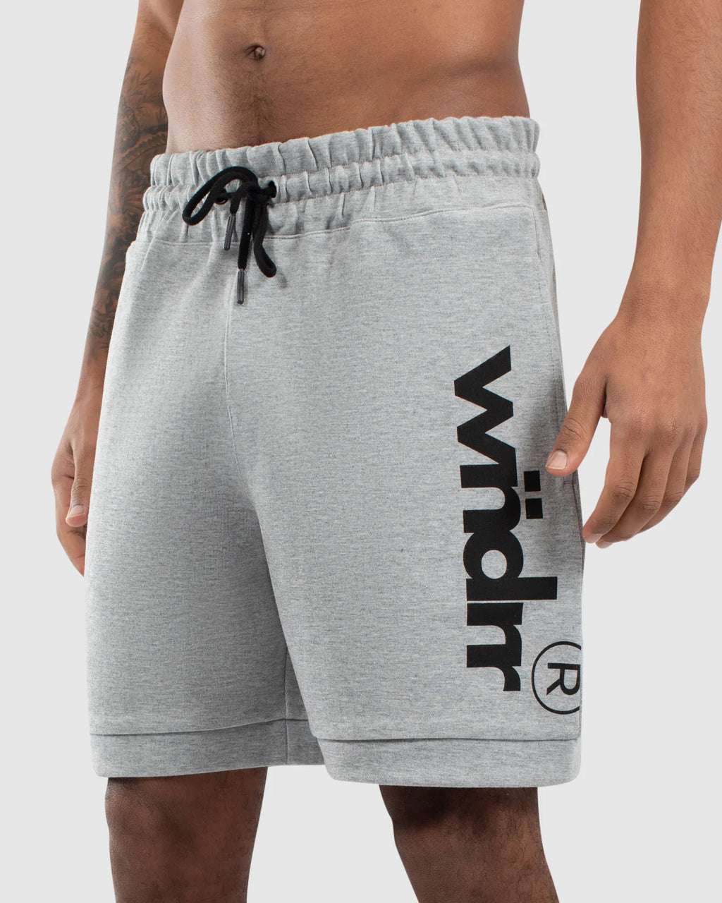 WNDRR Offcut Tech Track Shorts Grey Marle